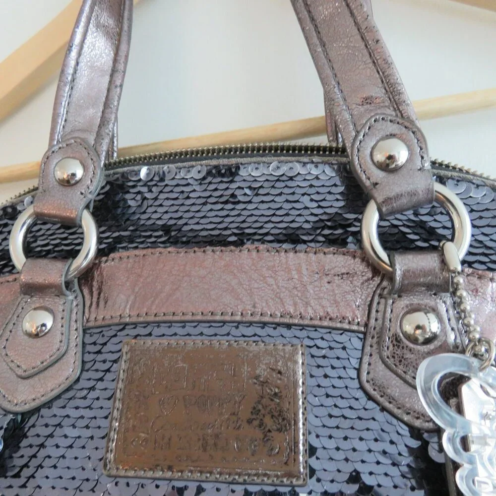 COACH Limited Edition Poppy Spotlight Sequin Metallic Top Handle Crossbody Bag - Picture 9 of 15